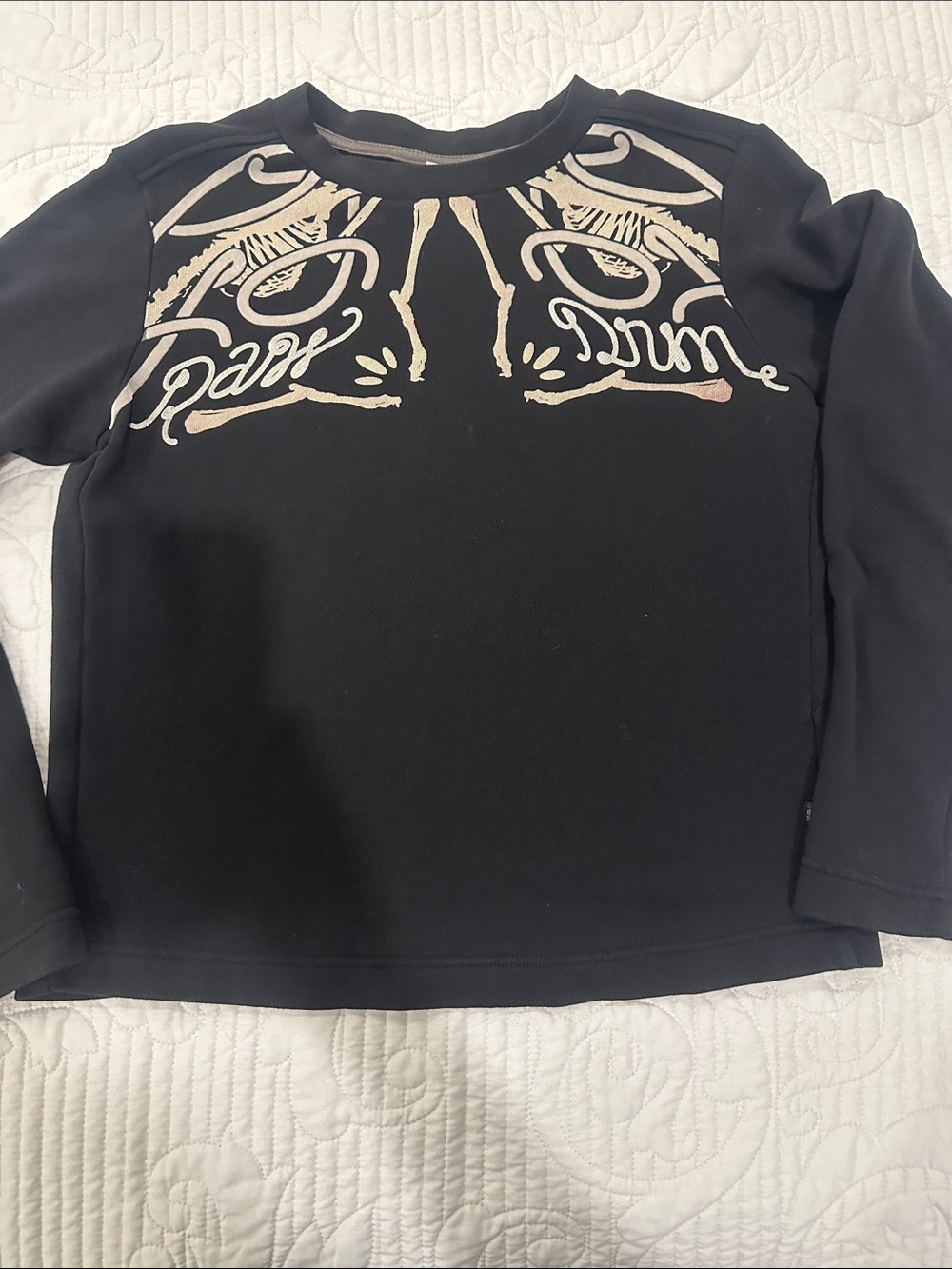 G-Star Black Crewneck Sweater with Cream Graphic